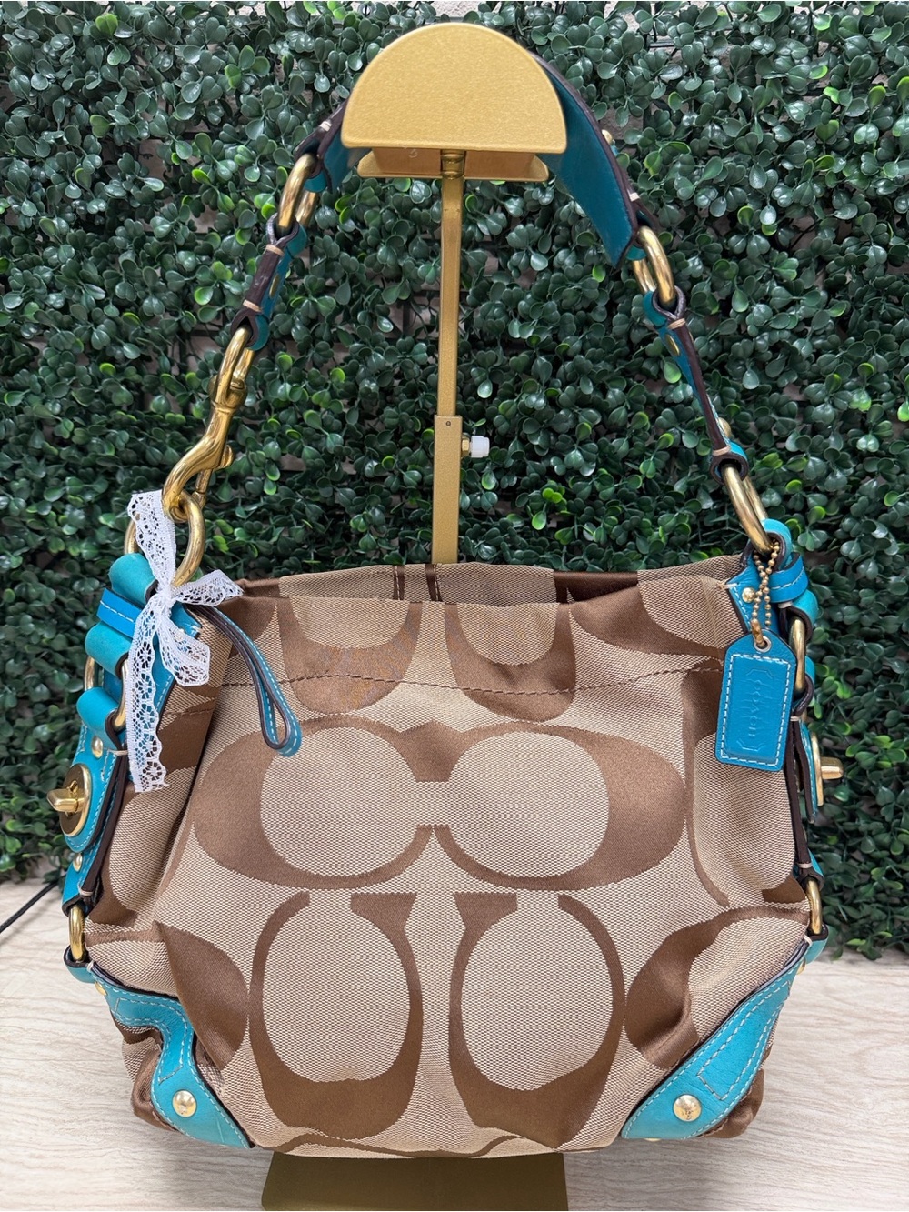 COACH SIGNATURE LARGE CARLY HOBO BAG